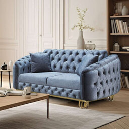 Sliding Wardrobes 4 u LTD Paris 3+2 Plush Velvet Chesterfield Sofa Set In 3 Colors - Grey 3+2 - thumbnail 2