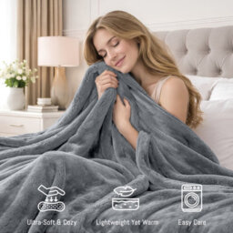 Lazzaro Single Fleece Blanket For Sofa 290 Gsm Premium Brushed Microfiber Flannel Fluffy Warm Lightweight Solid Throw - thumbnail 3