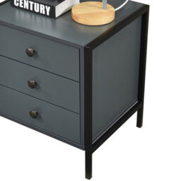 Alva 3 Drawer Dark Grey Bedside Chest Of Drawers Cabinet Nightstand - thumbnail 4