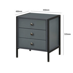 Alva 3 Drawer Dark Grey Bedside Chest Of Drawers Cabinet Nightstand - thumbnail 3
