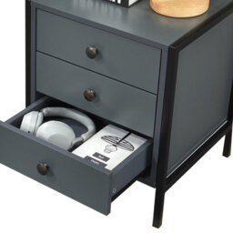 Alva 3 Drawer Dark Grey Bedside Chest Of Drawers Cabinet Nightstand - thumbnail 5