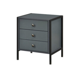 Alva 3 Drawer Dark Grey Bedside Chest Of Drawers Cabinet Nightstand - thumbnail 2
