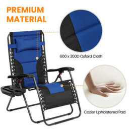 Yaheetech Navy Blue/black 2Pcs Zero Gravity Chair With Cupholder/pillow Sun Reclining Loungers Adjustable Chairs - thumbnail 5