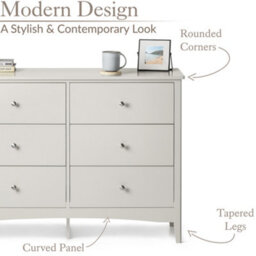 Christow Natural Chest Of Drawers Modern 6 Drawer Bedroom Storage Unit Furniture Cabinet - thumbnail 5