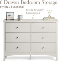 Christow Natural Chest Of Drawers Modern 6 Drawer Bedroom Storage Unit Furniture Cabinet - thumbnail 3