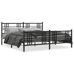 Berkfield Metal Bed Frame Without Mattress With Footboard Black 193X203Cm - thumbnail 2