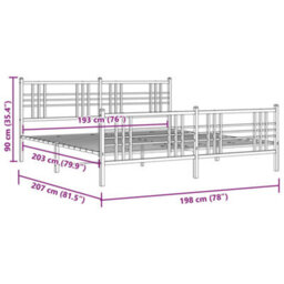 Berkfield Metal Bed Frame Without Mattress With Footboard Black 193X203Cm - thumbnail 8