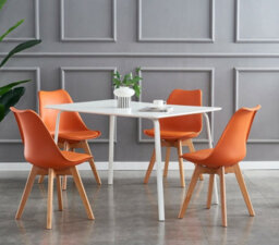 MCC Direct Single Dining Chair With Solid Wooden Legs And Seat Cushion Pad Orange - Eva By Mcc - thumbnail 6