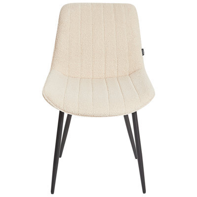 Wyld And Coco Armless Bouclé Dining Chairs 2-Piece Set Light Beige, Black Steel Legs - image 1