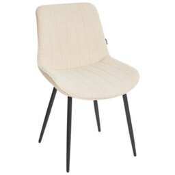 Wyld And Coco Armless Bouclé Dining Chairs 2-Piece Set Light Beige, Black Steel Legs - thumbnail 5