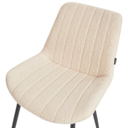 Wyld And Coco Armless Bouclé Dining Chairs 2-Piece Set Light Beige, Black Steel Legs - thumbnail 7