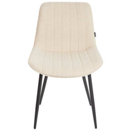Wyld And Coco Armless Bouclé Dining Chairs 2-Piece Set Light Beige, Black Steel Legs - thumbnail 1