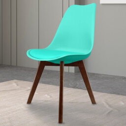 Fusion Living Soho Aqua Plastic Dining Chair With Squared Dark Wood Legs - thumbnail 2