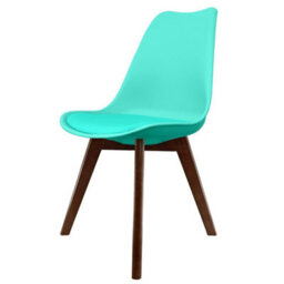 Fusion Living Soho Aqua Plastic Dining Chair With Squared Dark Wood Legs - thumbnail 1
