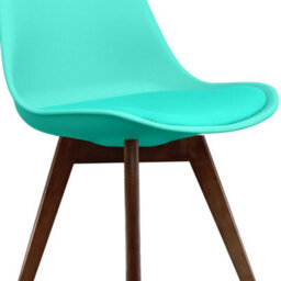 Fusion Living Soho Aqua Plastic Dining Chair With Squared Dark Wood Legs - thumbnail 3