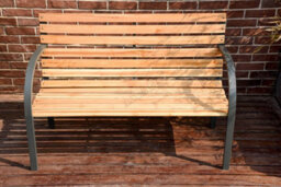 Birchtree Wood Slatted Metal Frame Garden Bench 2 Seater Outdoor Patio Park Seat - thumbnail 2