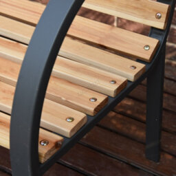 Birchtree Wood Slatted Metal Frame Garden Bench 2 Seater Outdoor Patio Park Seat - thumbnail 3