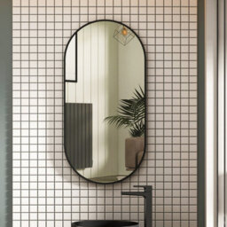 Royal Bathrooms Elmore 900 X 450mm Matt Black Aluminum Framed Capsule Bathroom Mirror - thumbnail 1