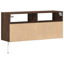 Berkfield Durable Tv Wall Cabinet With Led Lights Brown Oak 100X31X45 Cm - thumbnail 8