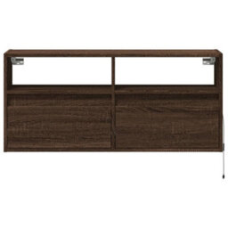 Berkfield Durable Tv Wall Cabinet With Led Lights Brown Oak 100X31X45 Cm - thumbnail 6