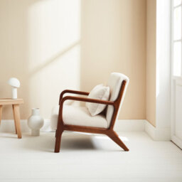 Sweeek - Scandi-Style Boucle Wooden Armchair With Cushion Cream 65X80X79 Cm - Lorens Boucle - thumbnail 6