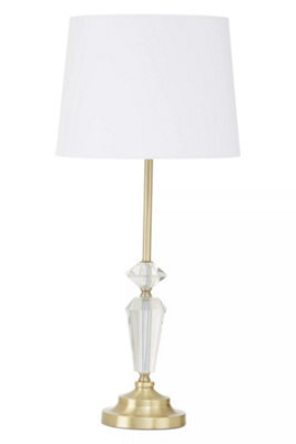 Orsina Translucent Detail Table Lamp, Gold Finish Statement Light, Luxrious Brass Table Lamp With  Crystal Base - image 1