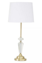 Orsina Translucent Detail Table Lamp, Gold Finish Statement Light, Luxrious Brass Table Lamp With  Crystal Base - thumbnail 1