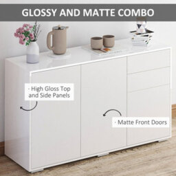 Wyld Haus Talu Large High Gloss White Sideboard - 2 Drawers, 2 Cabinets, 117 X 36 X 74 Cm - thumbnail 6