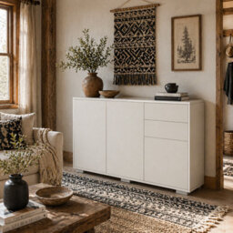 Wyld Haus Talu Large High Gloss White Sideboard - 2 Drawers, 2 Cabinets, 117 X 36 X 74 Cm