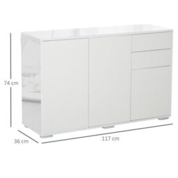 Wyld Haus Talu Large High Gloss White Sideboard - 2 Drawers, 2 Cabinets, 117 X 36 X 74 Cm - thumbnail 3