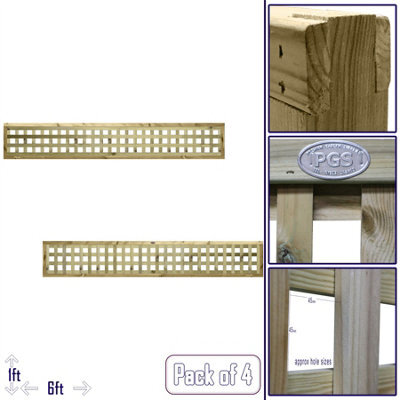 Premier Garden Supplies Urban Square Trellis Pack Of 4 W.6Ft (183Cm) X H.1Ft (30Cm) Wooden Framed Plant Support Lattice - image 1
