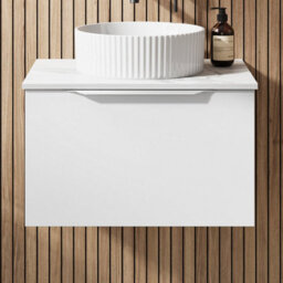 Affine 600mm Countertop Bathroom Vanity Unit Basin Wall Hung Furniture Soft Close White - thumbnail 1
