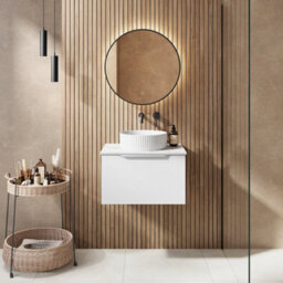 Affine 600mm Countertop Bathroom Vanity Unit Basin Wall Hung Furniture Soft Close White - thumbnail 2