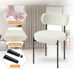 Set Of 4 Velora Maison Elegant Boucle Stackable Dining Chair  White Teddy Boucle - thumbnail 6