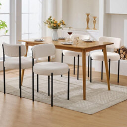 Set Of 4 Velora Maison Elegant Boucle Stackable Dining Chair  White Teddy Boucle - thumbnail 3