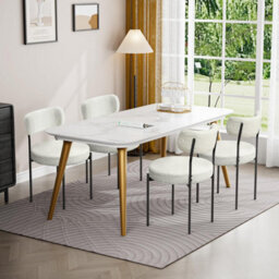 Set Of 4 Velora Maison Elegant Boucle Stackable Dining Chair  White Teddy Boucle - thumbnail 2