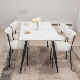 Set Of 4 Velora Maison Elegant Boucle Stackable Dining Chair  White Teddy Boucle - thumbnail 4