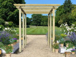 Edecks Royal Walkway Wooden Garden Pergola Extra Wide (W 4800mm X D 3600mm) With Steel Spikes (2.1M) - thumbnail 1