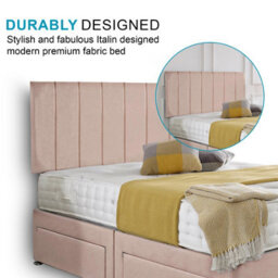 Dining Tables Oslo Matching Headboard Divan Set, 2 Drawer On Same Side With Sprung 1500 Comfort Mattress- Plush Pink Pale - Double - thumbnail 3