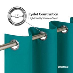 Deconovo Super Soft Solid Thermal Insulated Blackout Curtains For Bedroom Eyelet 55X87 Inch Two Panels Turquoise - thumbnail 5