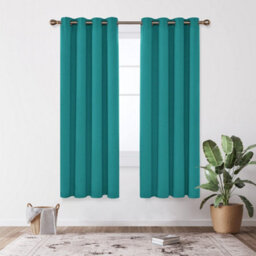 Deconovo Super Soft Solid Thermal Insulated Blackout Curtains For Bedroom Eyelet 55X87 Inch Two Panels Turquoise - thumbnail 1