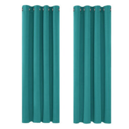 Deconovo Super Soft Solid Thermal Insulated Blackout Curtains For Bedroom Eyelet 55X87 Inch Two Panels Turquoise - thumbnail 2