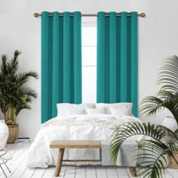 Deconovo Super Soft Solid Thermal Insulated Blackout Curtains For Bedroom Eyelet 55X87 Inch Two Panels Turquoise - thumbnail 3