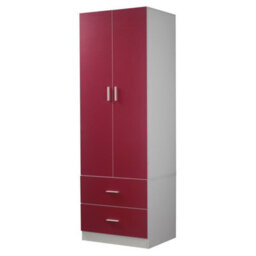 Urbn-Living Urbnliving 180Cm Height Pink Wooden 2 Door With 2 Drawer Compact Wardrobe Storage