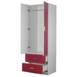 Urbn-Living Urbnliving 180Cm Height Pink Wooden 2 Door With 2 Drawer Compact Wardrobe Storage - thumbnail 2