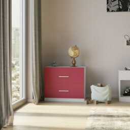 Urbn-Living Urbnliving 180Cm Height Pink Wooden 2 Door With 2 Drawer Compact Wardrobe Storage - thumbnail 5