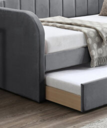 Save On Goods UK Grey Day Bed,sofabed,guest Trundle Fabric Upholstered Velour, Bed Frame - thumbnail 3