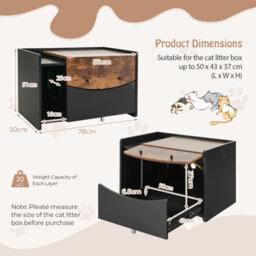 Costway Large Cat Litter Box Enclosure Furniture Kitty Hidden Washroom Pull-Out Drawer - thumbnail 2