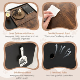 Costway Large Cat Litter Box Enclosure Furniture Kitty Hidden Washroom Pull-Out Drawer - thumbnail 8