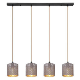 Luminosa Lighting Luminosa Cindy Bar Pendant Ceiling Light Matt Black 4X E27 - thumbnail 3